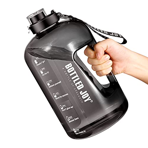 Acxilexy Trinkflasche Sport, 1 Gallon/ 3.5L Wasserflasche mit Zeitmarkierungen, Auslaufsicher, Wiederverwendbar & BPA-frei Water Bottle mit Griff Reinigungsbürste für Fitnessstudio, Büro