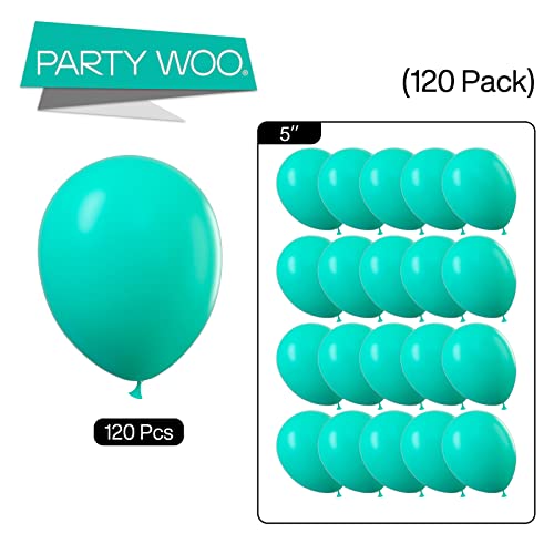 Image of PartyWoo Teal Balloons 100pcs 5 Inch Turquoise Dark Teal Latex Balloons for Baby Shower Wedding Anniversary Gender Reveal Graduation Mermaid Birthday Pool Bachelorette Party Decorations Blue-Y69