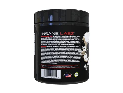 Image of Insane Labz Psychotic Black Edition Mid Stimulant Pre Workout Powder, Energy Focus Pumps, Loaded with Creatine Beta Alanine Taurine Fueled by AMPiberry, 35 Servings (Blue Raspberry)