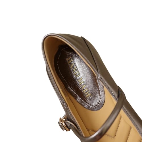 TinaCus Women's Genuine Leather Soft Round Toe Buckle Handmade Dressy Mary Janes Flats3