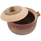 Abaodam Clay Pot with Handles 2.5l Terracotta Cooking Casserole Pot for Stew and Porridge Home Kitchen Use