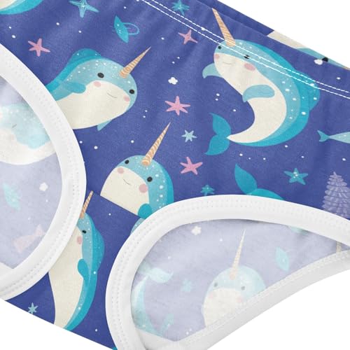 Wusikd Narwhals Girls' Underwear Cotton Stars Girls Briefs Soft Toddler Underwear 2T4