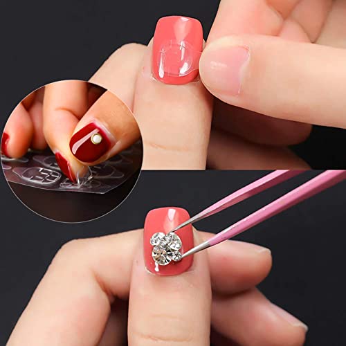 ILamourCar False Nails Stickers, 240 Pcs Double-Side Glue Nail Sticker, 10 Sheets Transparent Nail Sticker Adhesive Nail Tabs, Breathable False Nail Glue Stickers for DIY Nail Art Decoration