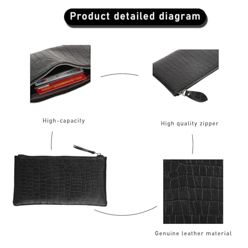 Genuine Leather Wristlet Clutch Wallet Purse Genuine Leather Zipper Vegan Leather Pouch Coin Purse For Women Purses Cell Phone Pocket Credit Card Holder Walle4