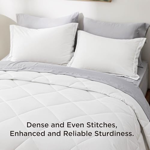 Image of Bedsure Full Comforter Set - 7 Pieces Reversible White and Grey Bedding, Full Bed Set for All Seasons, Bed in a Bag with Down Alternative Comforter, Grey Sheets, Pillowcases & Shams