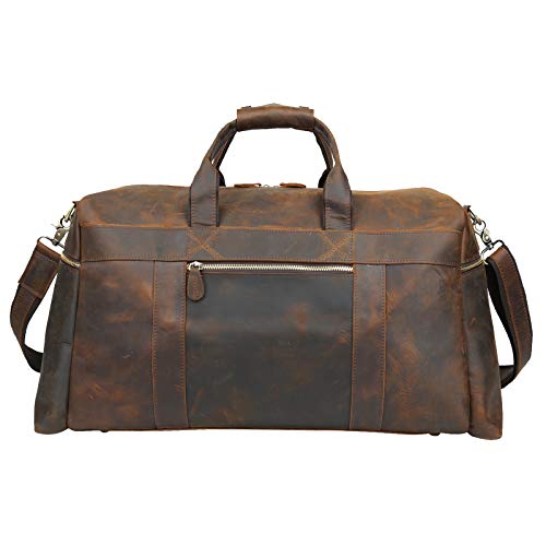 Polare 23'' Full Grain Cowhide Leather Weekender Duffle Bag Overnight Luggage Travel Carry on Duffel Bag For Men
