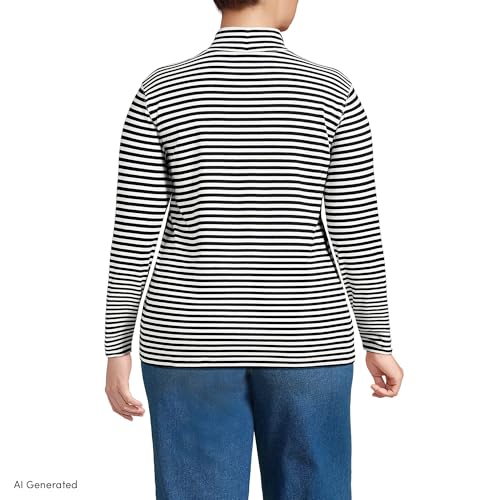 Image of Lands' End Women's Relaxed Cotton Long Sleeve Mock Turtleneck Shirt
