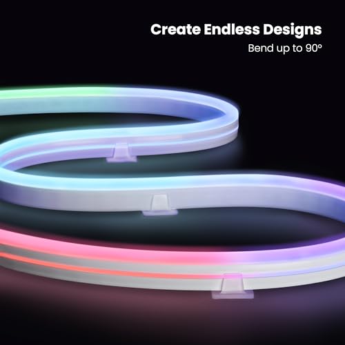 Image of Feit Electric Smart Neon Strip Lights 10FT, Flexible RGBW Color Chasing LED Light Strip, 2.4GHz WiFi Enabled, Works with Alexa and Google Home Assistant, 22W, Music Sync, App Control NF10 /CHASE /AG
