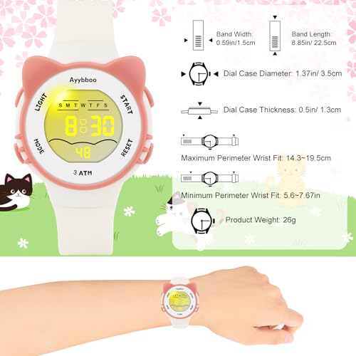Image of Kids Digital Watches for Girls Boys, 7 Color Lights Waterproof Cute Wristwatches for Kids with Alarm Stopwatch, Great Present for Girls Boys Ages 5-13
