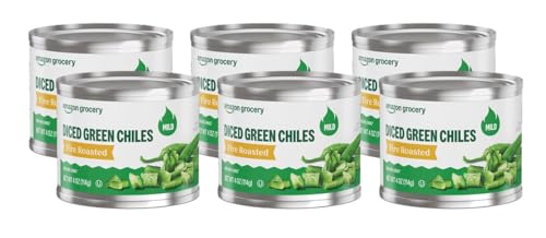 Amazon Fresh, Diced Green Chili Peppers, Mild, 4 Oz (Pack Of 6)