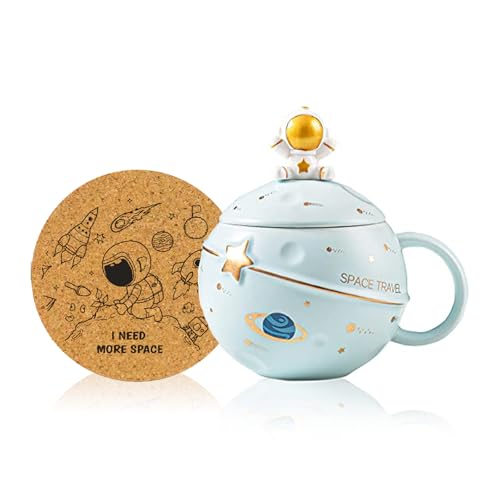 Lista de Tazas con cuchara favoritos de las personas. 48 Yalucky - Taza kawaii de astronauta, taza de cerámica, taza de café con tapa cuchara, té, leche, decoración estética para habitación, regalo divertido de cumpleaños para...
