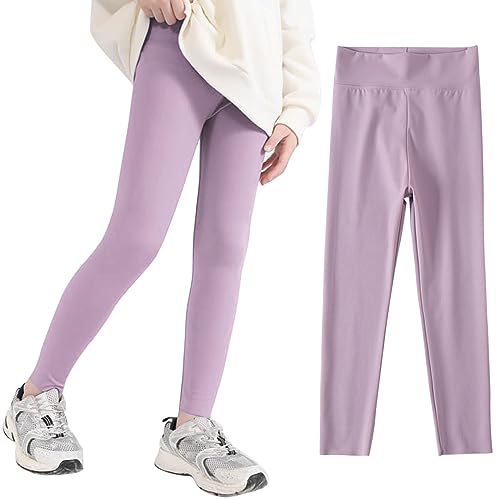 Thickened Winter Kids Girls Fleece Warmth Long Pants Baby Lined Leggings Girls Pants Girl (Purple, 10-11 Years)2