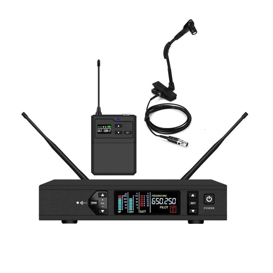 Generic Wireless Saxophone Microphone System with BETA 98H/C Miniature Instrument Microphone, Condenser, Gooseneck, Black, 6100/B98