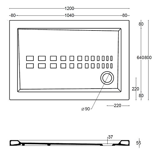 KIAMAMI VALENTINA Traditionelle Keramik-duschwanne 120X80 | Linea – Bild 6