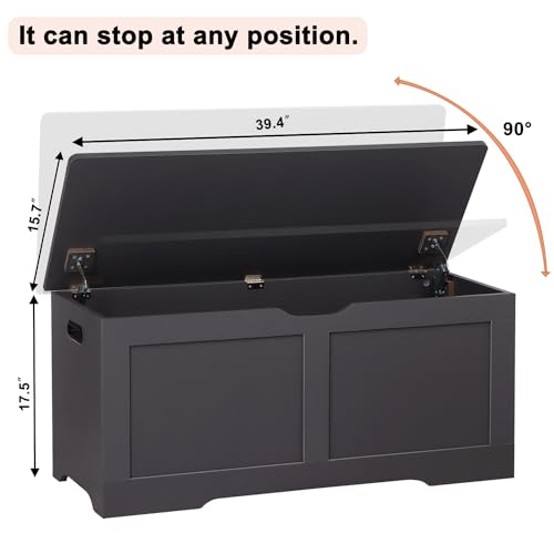 Timberer 1359-DG 39.4 Inch Storage Chest, Wooden Storage Bench, Large Storage Trunk thumb #2