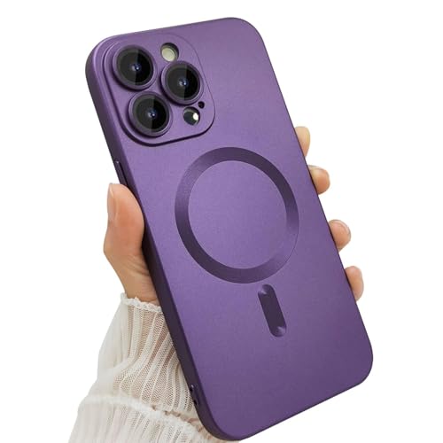 Image of DIZORO Magnetic Case for iPhone 13 Pro Cover [Compatible with MagSafe][Built-in Camera Lens Protector] Slim Soft Silicone Bumper Shockproof Metallic Luster Back Cover Phone Cases (Deep)