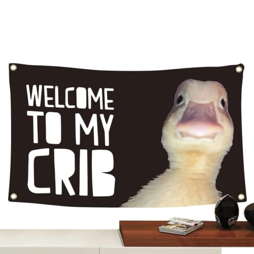 Bandera Welcome To My Crib de 90x150cm para decorar tu habitación universitaria o cueva de hombre