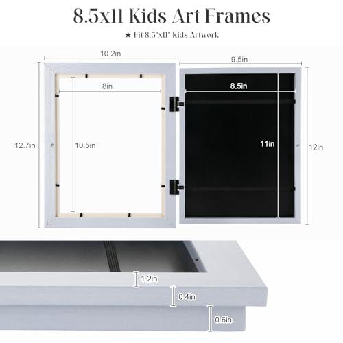 Image of [2-Pack] Kids Art Frames, 8.5x11 Front Opening Kids Artwork Frames Changeable, Light Violet Blue Artwork Display Storage Frame for Wall, Holds 50 Pcs, for 3D Picture, Crafts, Children Drawing, Hanging