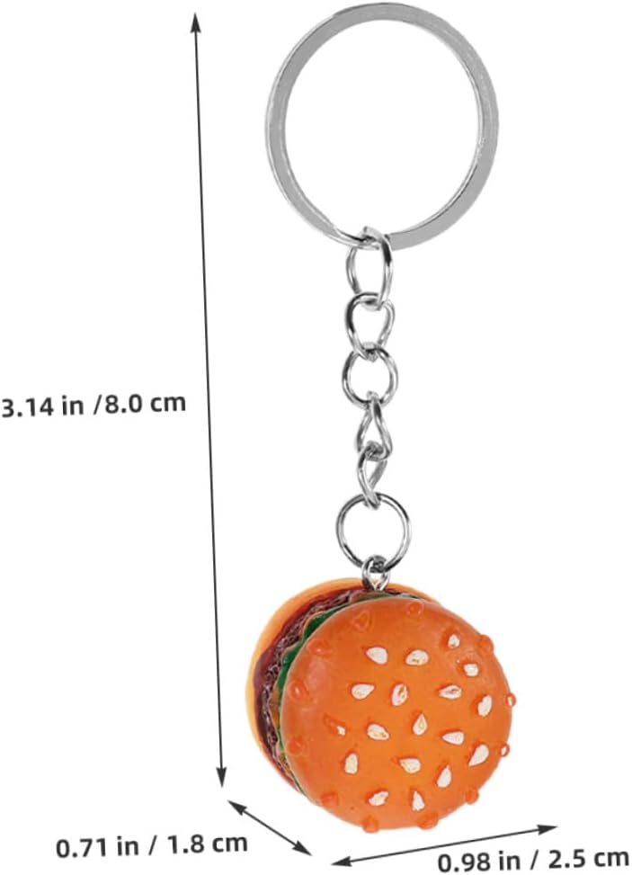 Hamburger Keychains 10pcs Fast Food Cheeseburger Burgers Key Ring Simulation Food Key Pendant Bag Purse Charms for Birthday Party Favor
