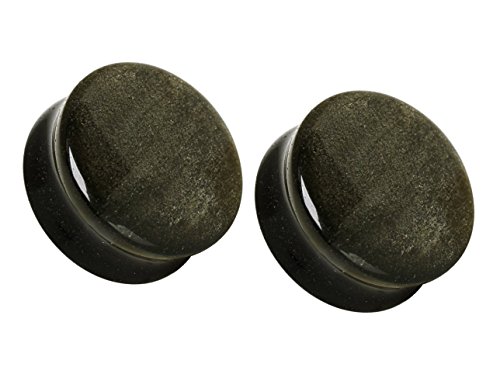 Pierced Owl - Natural Golden Obsidian Stone Saddle Plugs, Sold as a Pair
