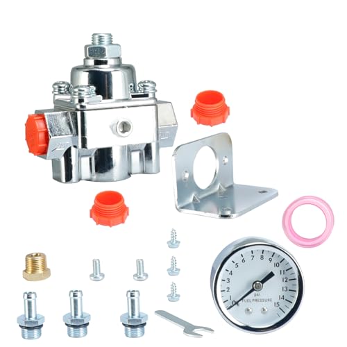 12-803 Adjustable Fuel Pressure Regulator Compatible with Holley and Edelbrock Carburetors 4.5-9 PSI 3/8 NPT 1-in 2-Out (12-803)