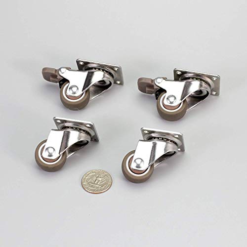 Bayite XX313 4 Pack 1 Inch Low Profile Casters Wheels Soft Rubber Swivel Caster thumb #6