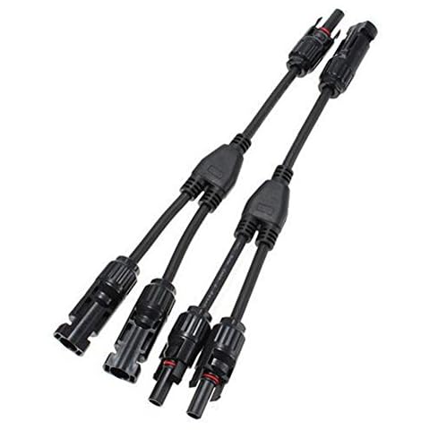1 Pair Solar Parallel Adapter Cable, Y Branch Cable Connectors M/M/F and F/F/M Cable Splitter Wire Plug Tool Kit for Solar Panels Cover