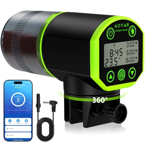 Image of WiFi Automatic Fish Feeder for Aquarium: App-Controlled Auto Feeders for Tank Turtle Pond Betta with Water Temperature Monitoring & Alarm, Timed Auto-Feeding for Flake Pellet Vacation Weekend