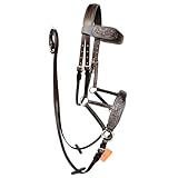 AHS us Natural Toned Leather Sidepull Bitless Bridle with White Cow Soft Leather Padding | Full Leather reins | (Brown, Full)