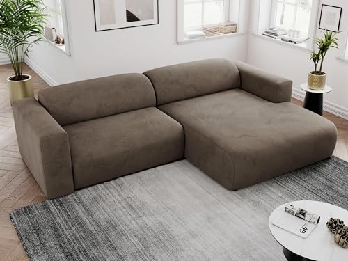 MKS MEBLE Ecksofa, Sofa L-Form, Wohnlandschaft L-Form, Modern Design Couch, Sofagarnitur, Couchgarnitur, Polsterecke - Pasadena -Braun Velvet - rechts Seite – Bild 5