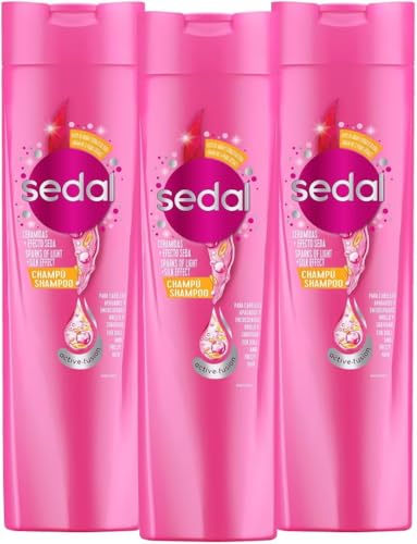 SEDAL Shampoo Ceramidas, ideal para cabello seco, dejándolo más hidratado, fuerte y brillante para deslumbrar 400ml X3