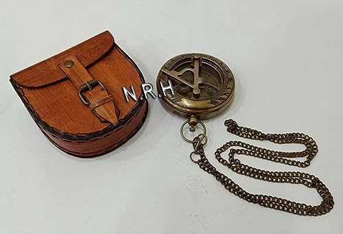 Brújula de Bolsillo de Latón con Estuche de Cuero Grabado miniatura 3