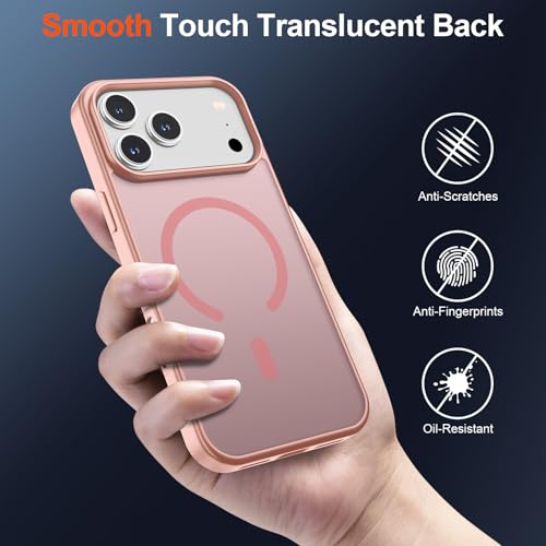 Image of SUPFINE Magnetic for iPhone 17 Pro Max Case (Compatible with MagSafe)(Military Grade Drop Protection) Translucent Matte Shockproof with Anti-Fingerprint Phone Cover,Pink
