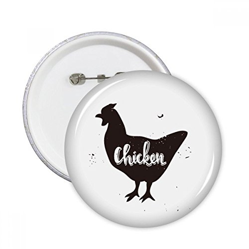 Badge button poulet noir et blanc lot de 5 broches rondes idée cadeau décoration