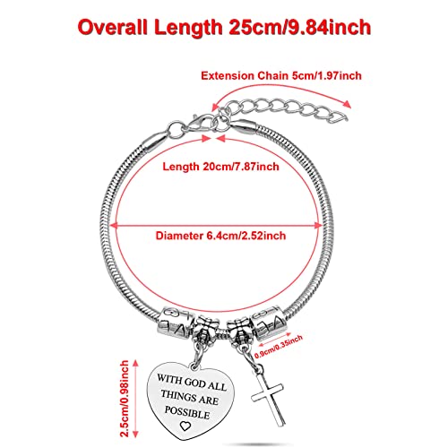 Image of DlaeKua Christian Bracelets for Women Positive Quotes Gifts Religious Gifts Baptism Presents for Daughter Granddaughter Faith Gift for Goddaughter Godson Inspirational Gift for Her Christmas Presents