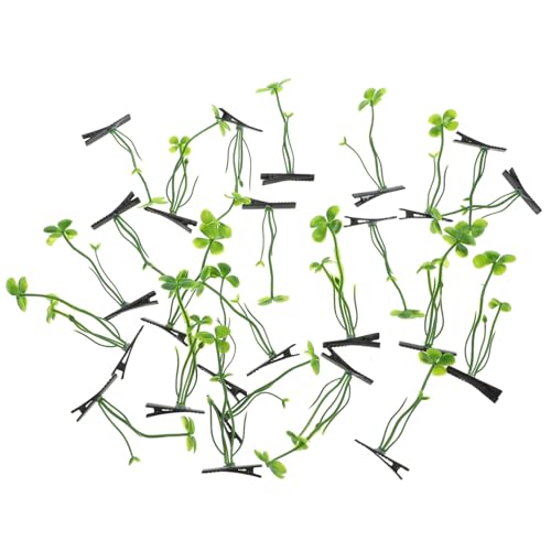 DRESSOOS 30個 四葉のクローバー形スプラウトヘアクリップ 耐久性アイアン プラスチック素材 使用感快適 小学生女子に かわいい植物モチーフ