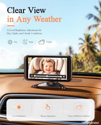 Babyvue Baby Car Camera with Video Recording & Playback, HD 1080P Rear Facing Baby Car Monitor, 4.5" Display with Auto Night Vision, USB Plug & Play Car Seat Camera for Infants, BV2MAX White — view 6