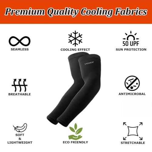 Image of YQXCC Arm Sleeves Cooling UV Sun Protection Sport Compression for Men Women