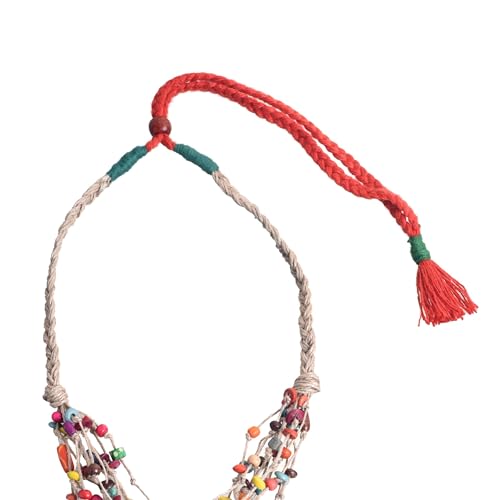 Image of AAKRITI ART CREATIONS Boho & Tribal Handcrafted Necklace Collection | Jute, Wooden & Brass Pendant Designs | Ethnic Collar, Loop & Statement Jewelry for Women | Artisan Festival & Everyday Wear