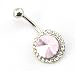 Baqi Sexy Clear & Pink Rhinestones Button Belly Navel Bar No-Dangle Ring 14G Pink