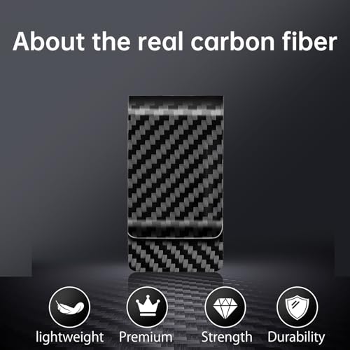 CL CARBONLIFE Carbon Fiber Wallet Money Clip for Cash and Credit Card, Super Slim & Light Minimalist Holder Clip for Men