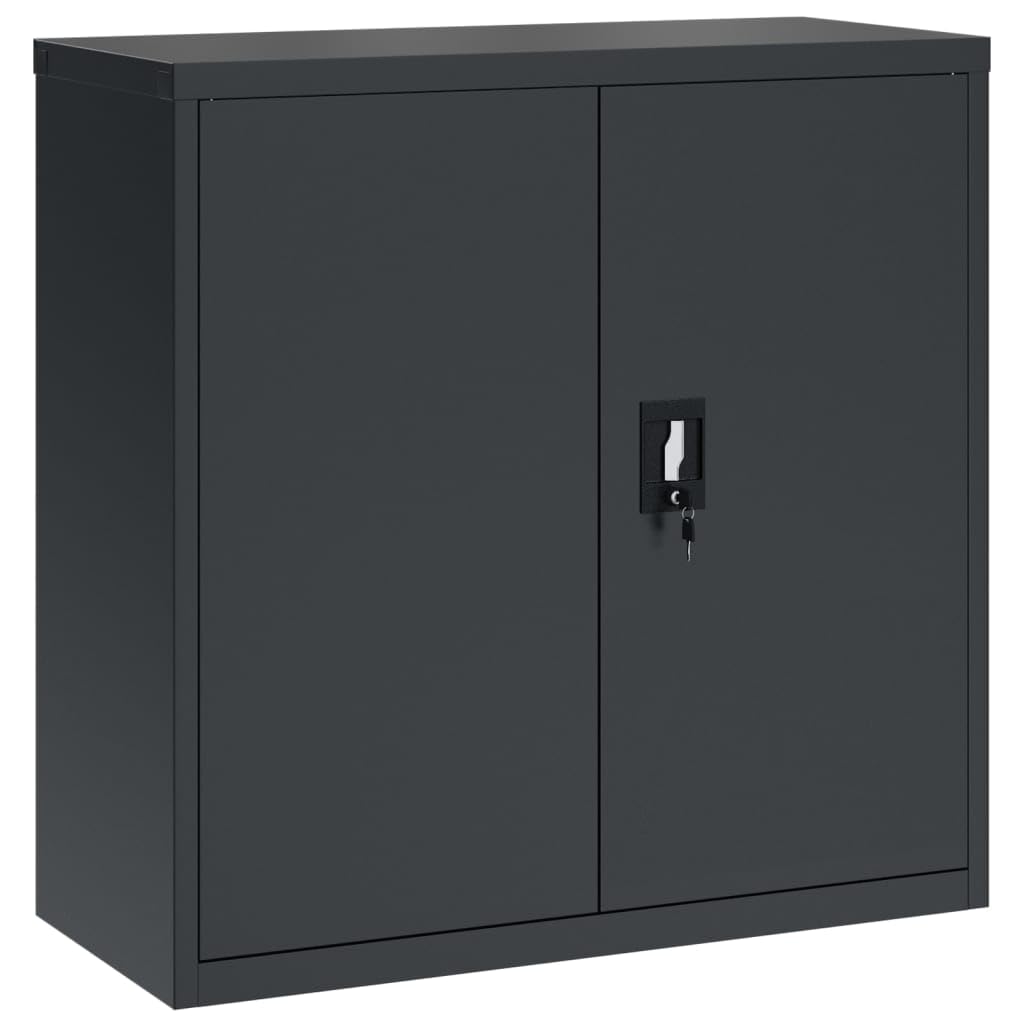 Szafa na akta, antracytowa, 90 x 40 x 130 cm, stal z 2 wkładanymi półkami i zamykanymi drzwiczkami, do organizacji biura i bezpieczeństwa dokumentów, wytrzymała powłoka proszkowa odporna na rdzę