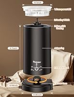 5 in 1 Milchaufschäumer Elektrisch 600W Automatischer Milchaufschäumer für 350 ml heißen kalten Milchschaum mit Antihaftbeschichtung, Ein-Klick-Steuerung für heiße Schokolade, Latte, Cappuccino etc – Ansicht 8