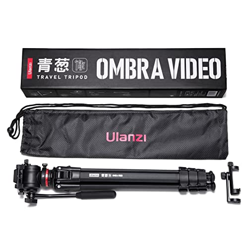 Image of UURig ULANZI MT-56 Camera Tripod Stand with Fluid Head, for Sony Nikon Canon Fujifilm DSLR Camera Video Shooting, W Cell Phone Holder Vlogging Travel Tripod Mount - Ombra 62.99 Inch
