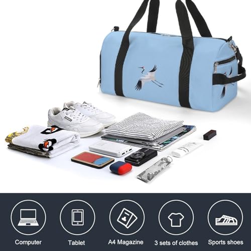 Snowy Crane Bird Gym Bag Duffle Bag for Travel Lightweight Carry On Tote Weekender Bags for Women Men4