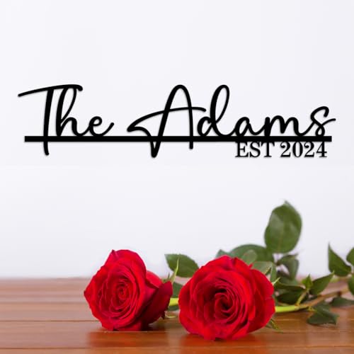 Custom Metal Sign for Family Last Name - Personalized Wedding & Engagement Gift for Couples, Home Metal Wall Art Décor with Customized Names, Anniversary Housewarming Gifts
