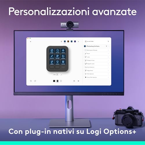MX Creative Console, keypad programmabile con 9 tasti LCD personalizzabili e manopola di controllo per progettazione grafica, montaggio video, fotografia, per Adobe, Zoom, Spotify - Grafite - Mouse gaming - Immagine 4