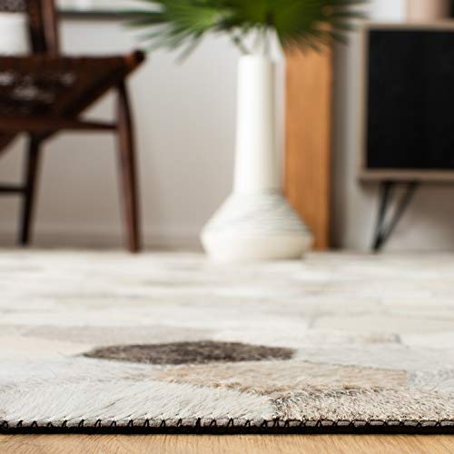 Safavieh STL217A-27 Studio Leather Collection 2'3 Inch X 7' Ivory/Grey Stl217A Handmade Mid-Century Modern Leather Runner Rug thumb #4