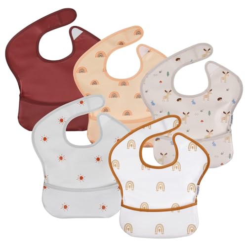 Soarwg Kids Baby Lätzchen mit Auffangschale Set 5 Stk Kleinkind...