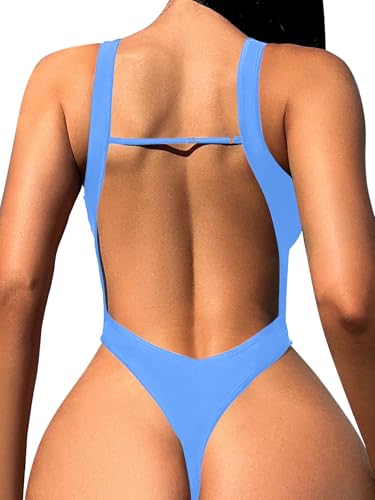 Image of Foxiny Sexy Backless Cheeky High Cut Leg Thong V Neck One Piece Swimsuit